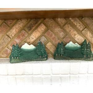 Santa's Best Christmas in Vermont Pine Tree Scene Village1994‎ SET of TWO